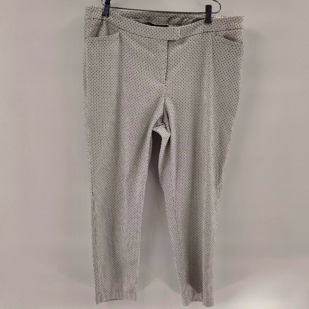 Lane Bryant Ankle Trousers Size 20 White With Black Tiny Dots Textured Stretch